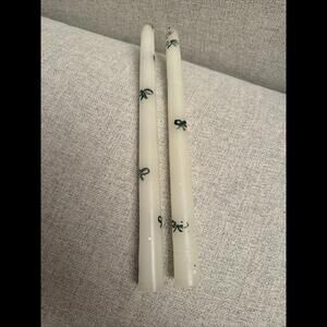 White Bow Candle Set Of 2